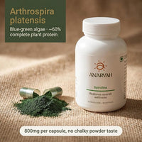 Anarvah Spirulina Capsules 800 mg |Detox Supplement | 60 Veg Capsules