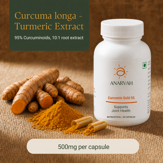 Anarvah Curcumin Gold 500 mg | Joint & Bones Health Supplement | 60 Veg Capsules